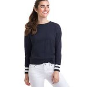 Vineyard Vines Navy Blue Sweatshirt w White Accents Sz XS Cotton soft nautical